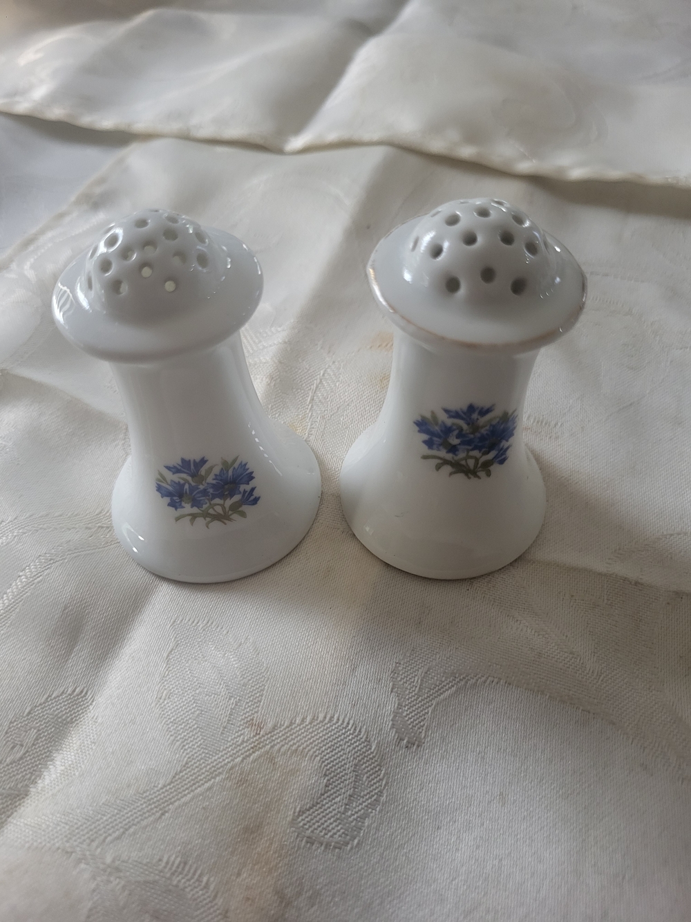 vintage Victoria Czechoslovakia Salt and Pepper. Cornflower pattern